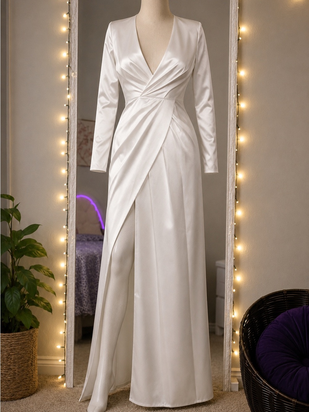 ASOS Bridal Ivory Satin Wedding Dress – Size US 6 (UK 10 / EU 38)